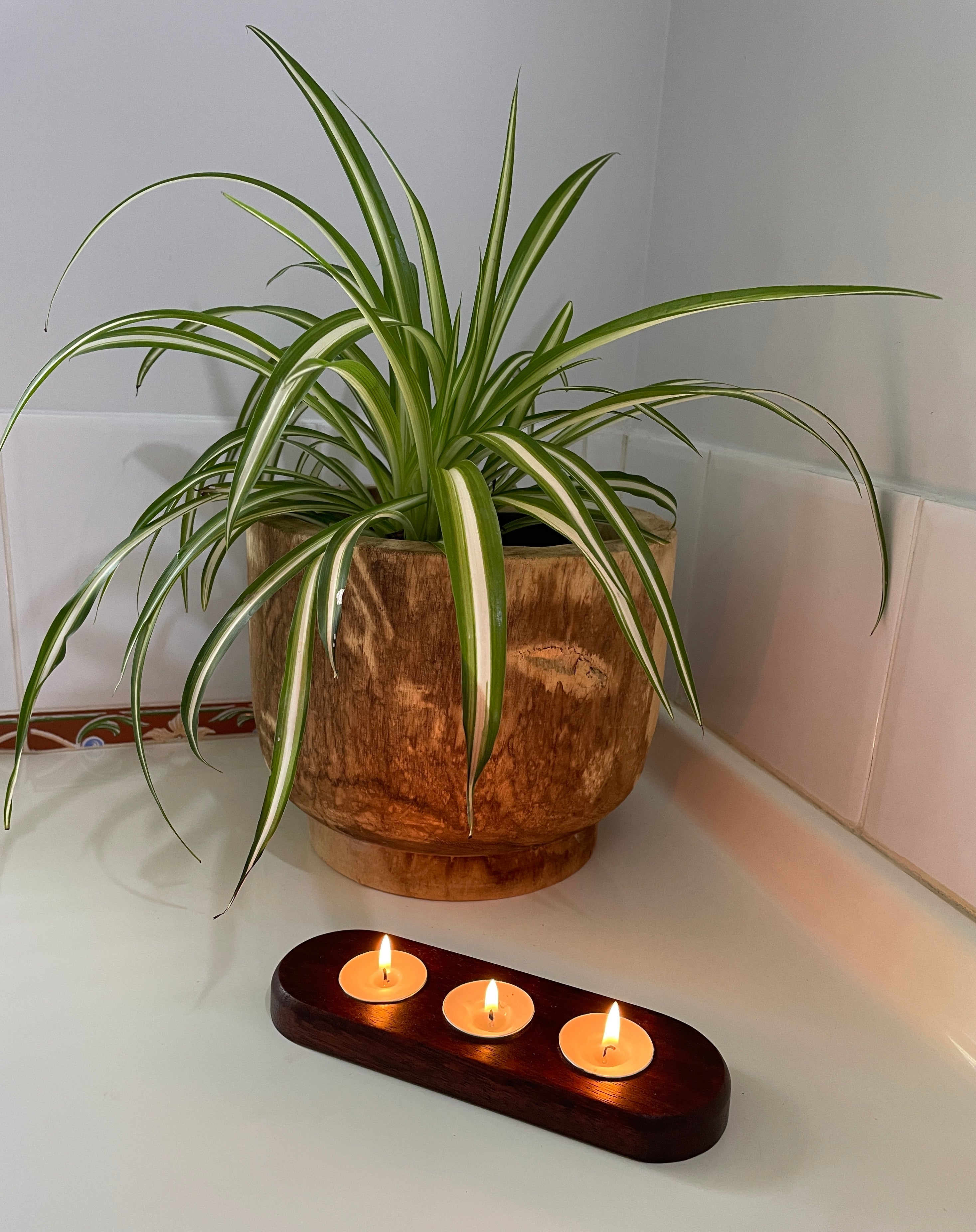 Handmade Wooden Tealight Candle Holder - Merbau