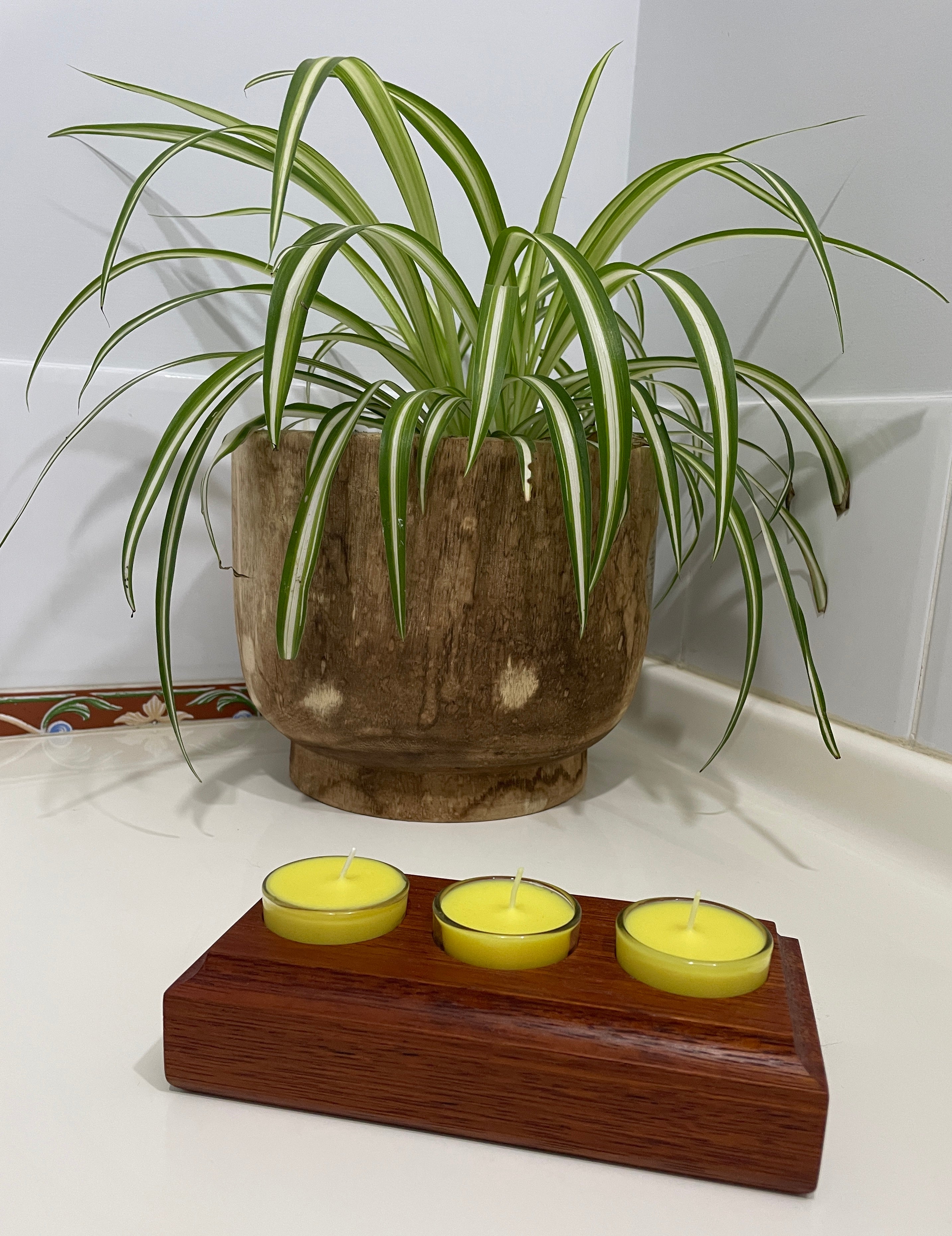 Handmade Wooden Tealight Candle Holder - Jarrah Citronella