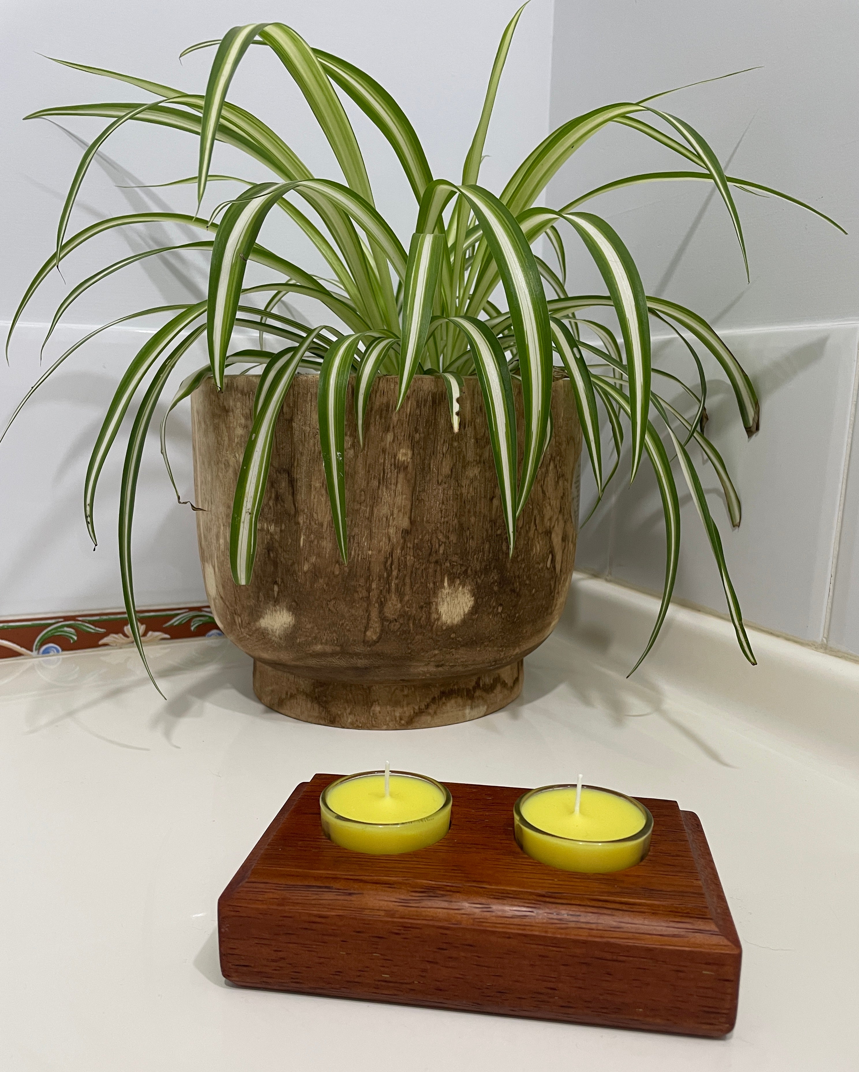 Handmade Wooden Tealight Candle Holder - Jarrah Citronella