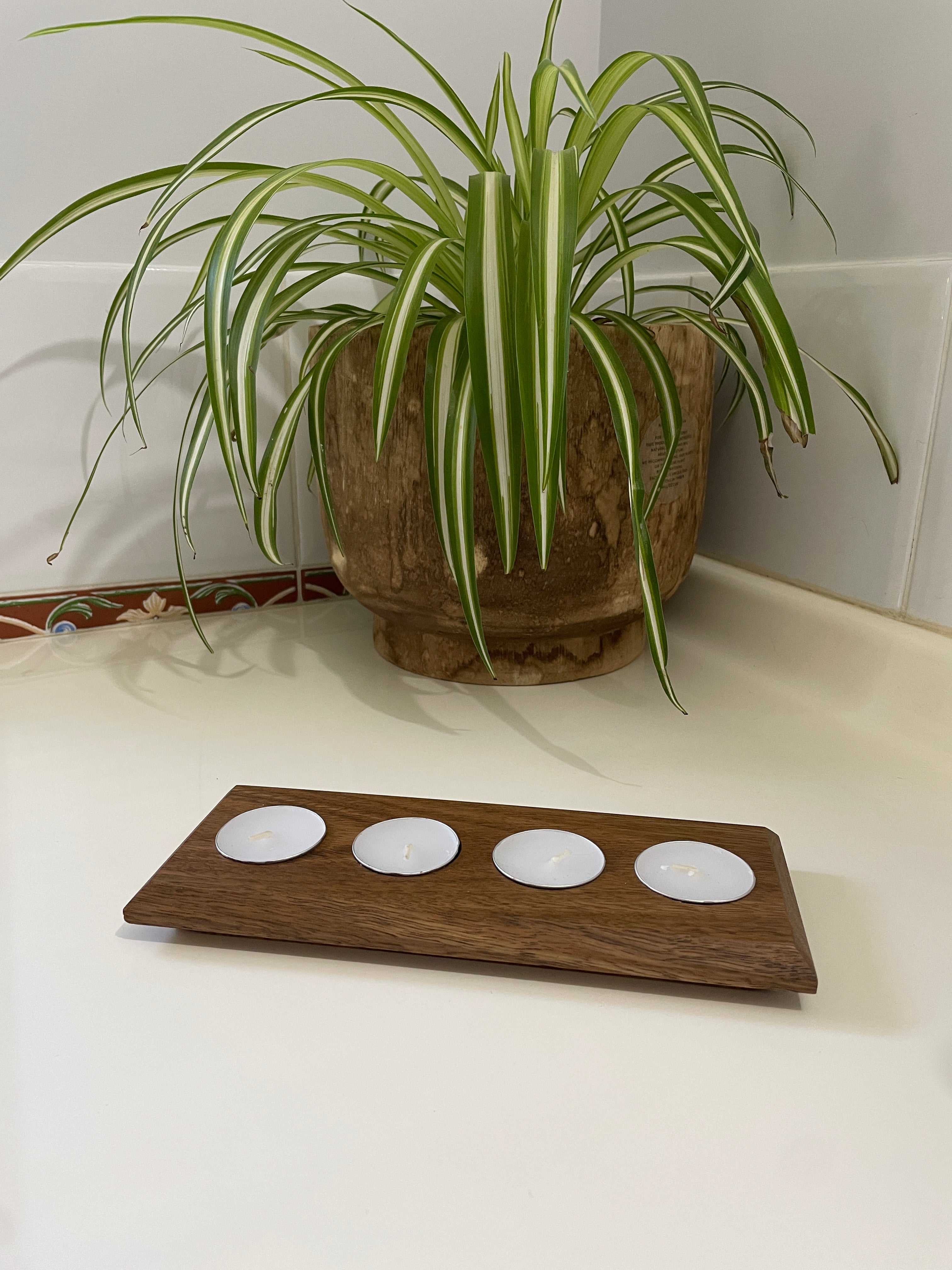 Handmade Wooden Slim Tealight Candle Holder - Spotted Gum