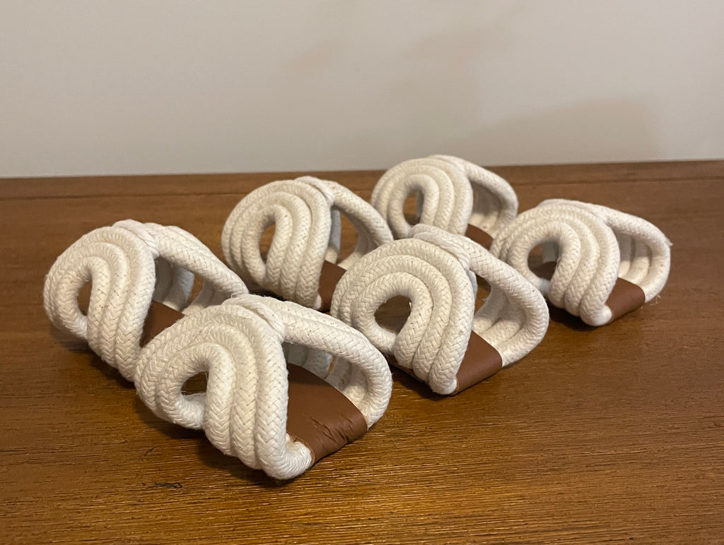 Napkin Holder - Handmade Braided Cotton Cord & Leather